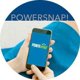 Round button that links to PowerSnap! page